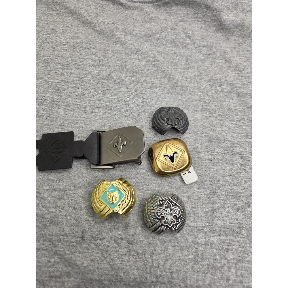 Lot of 5 Vintage Boy Scouts Tie Slides Awards and Belt Buckles Lot